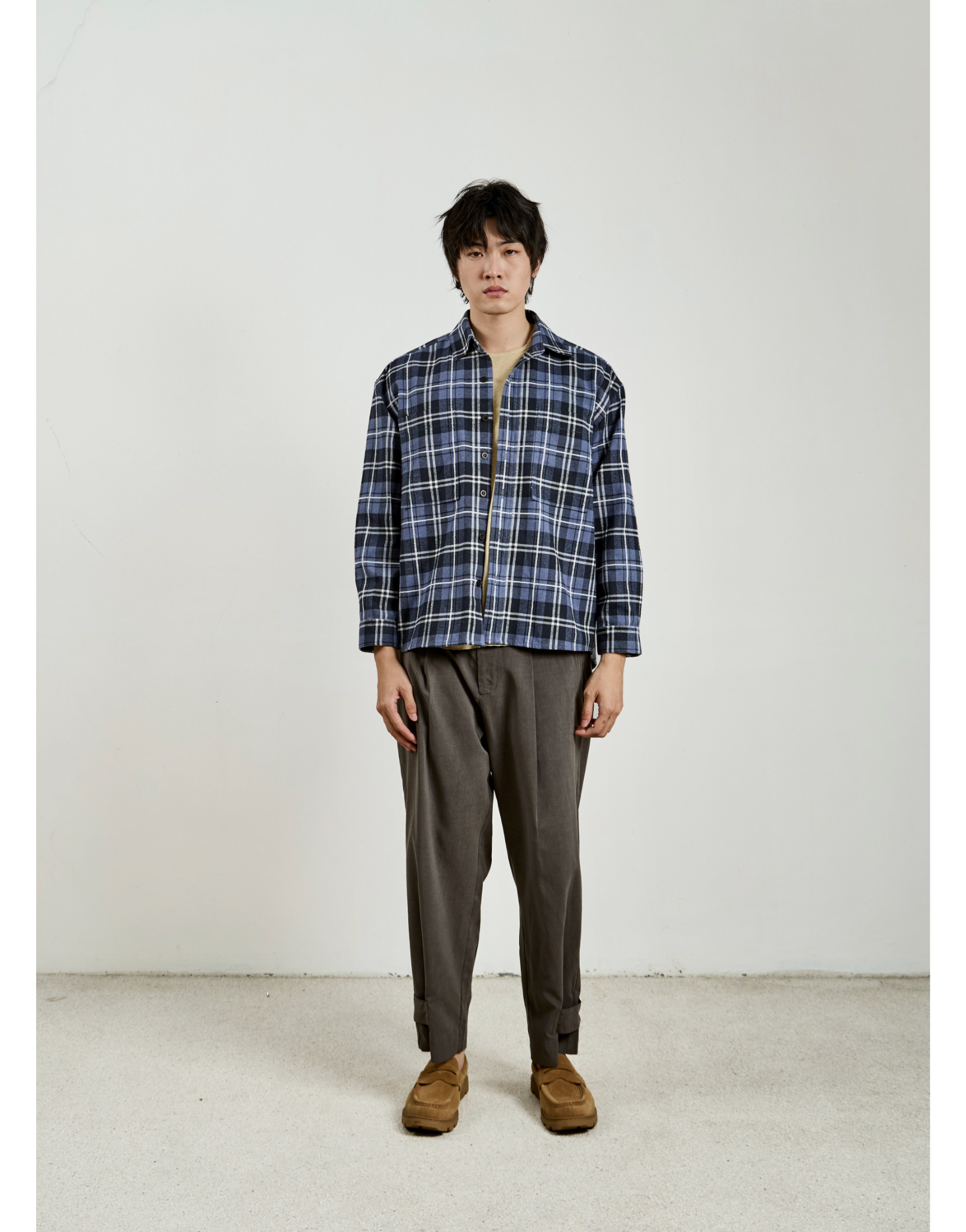 Blue plaid shirt long sleeve