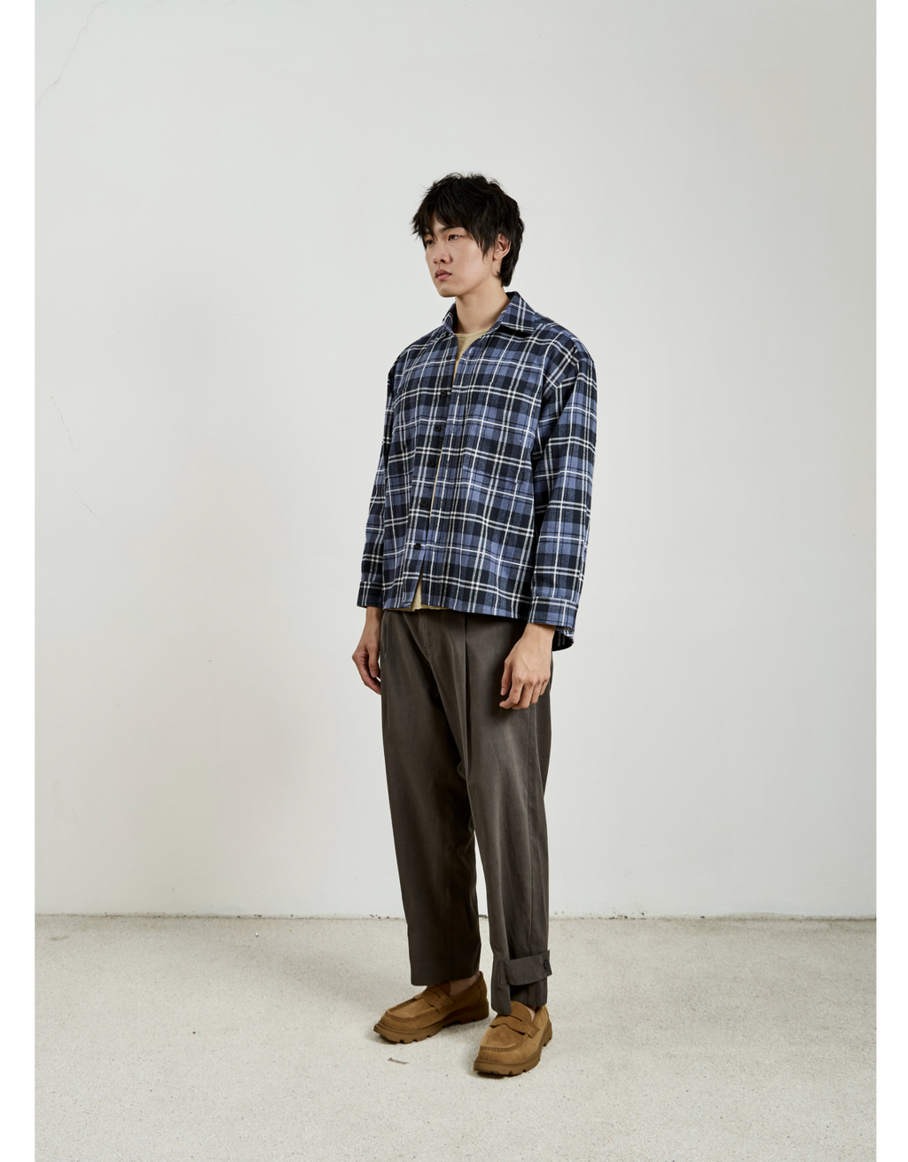Blue plaid shirt long sleeve